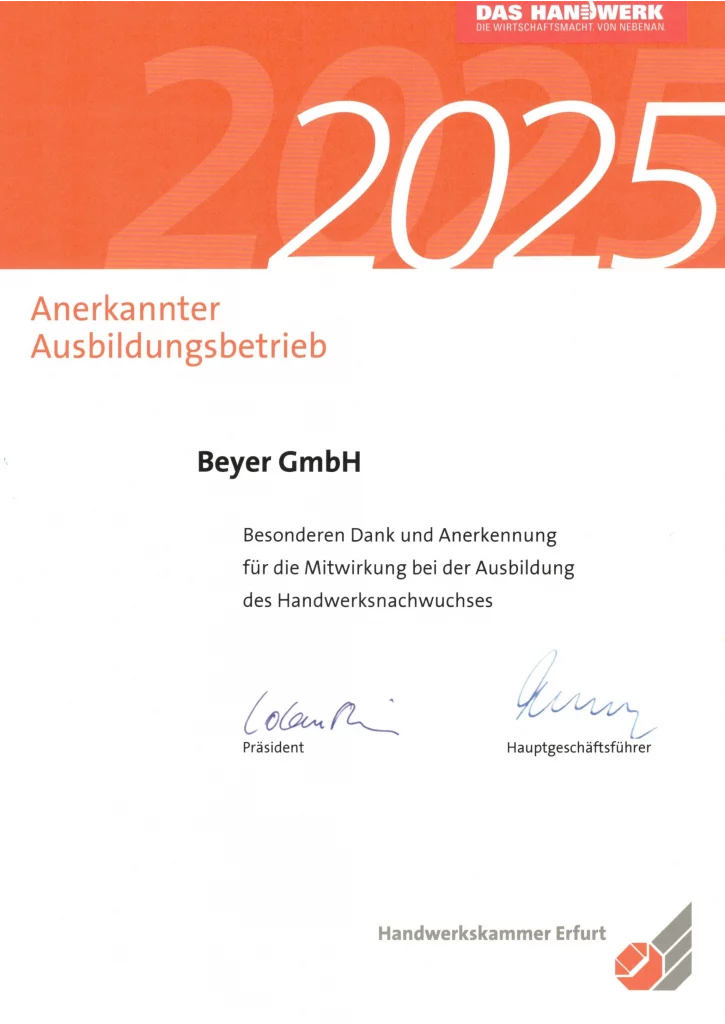 HWK-Anerkannter Ausbildungsbetrieb 2025